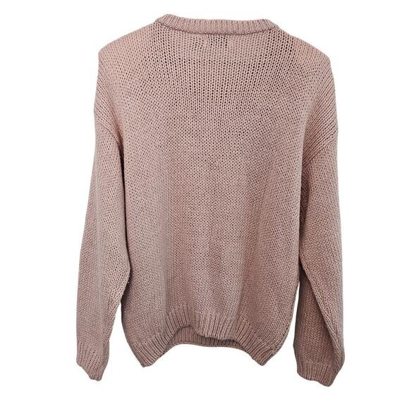 Vtg Carriage Court 80s Sweater Women Medium Pink Knit Coquette Cottage Grandma - Picture 2 of 8